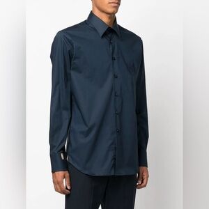 Billionaire Silver Cut Bottom Down Shirt Dark Navy Blue Cotton size XL